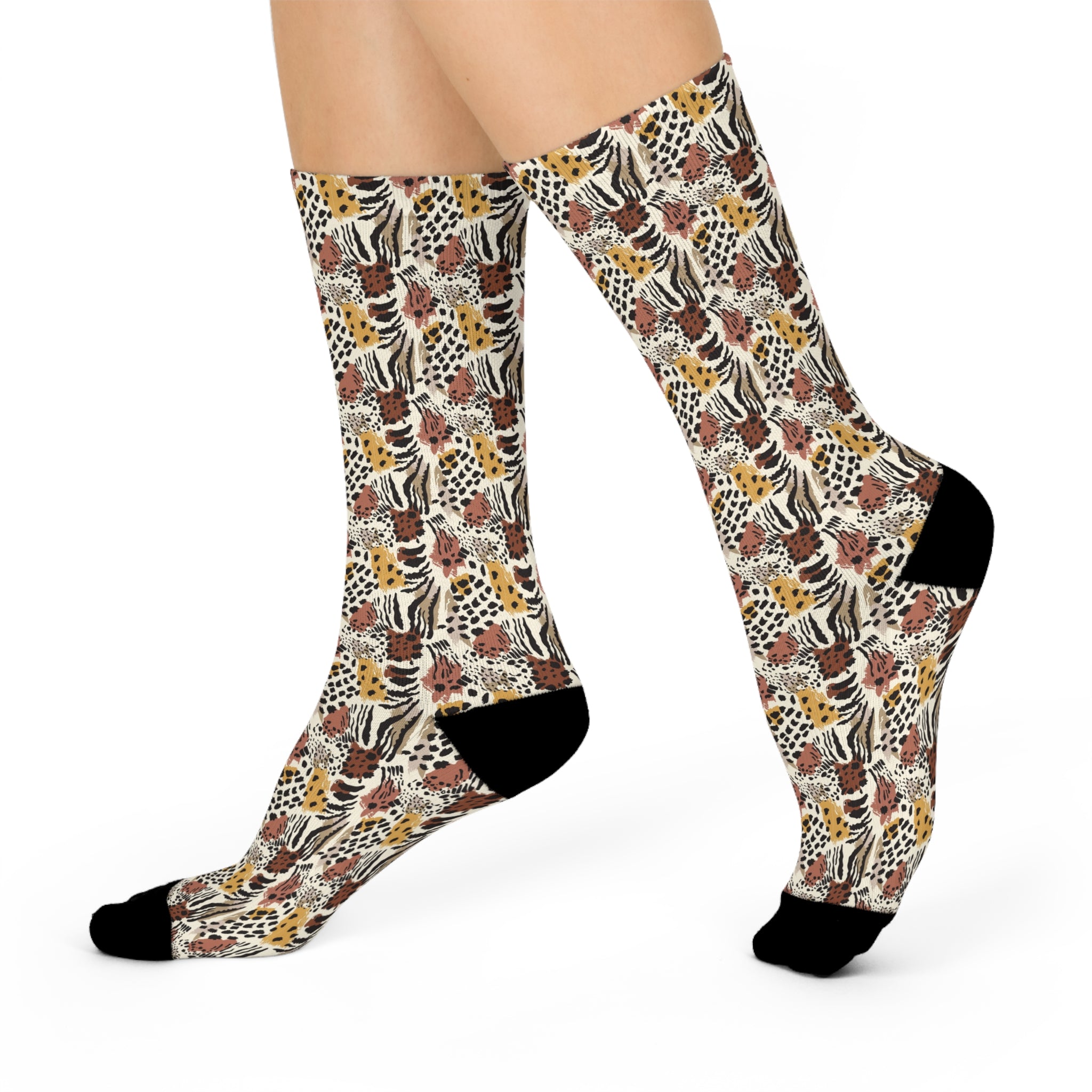 Leopard Print All-Over Crew Socks | Cushioned