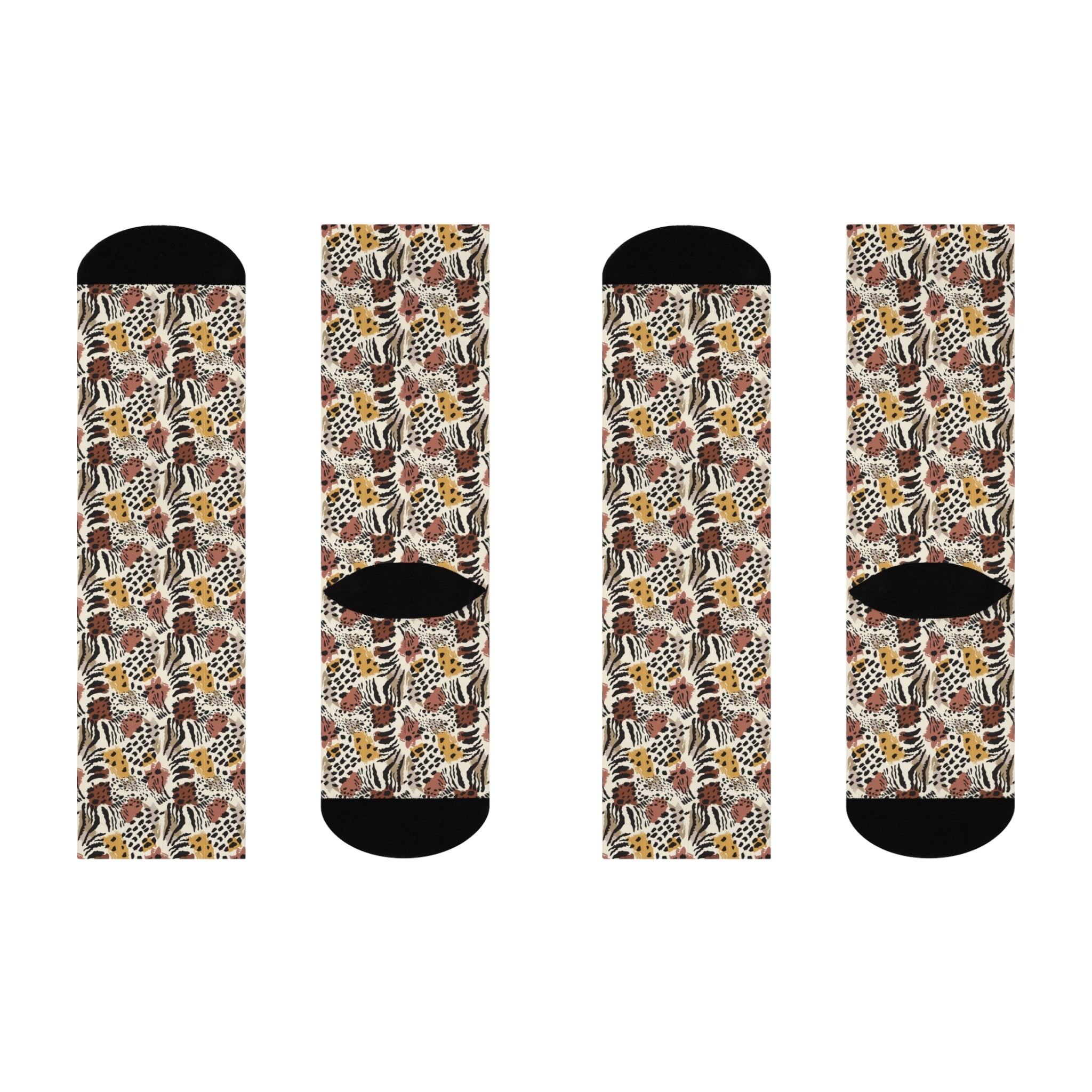 Leopard Print All-Over Crew Socks | Cushioned