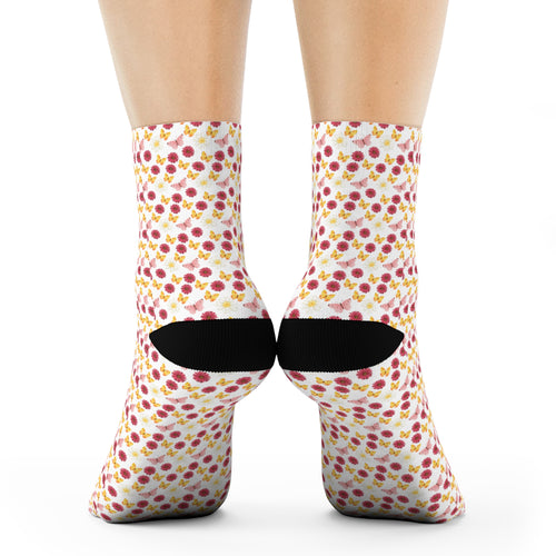 Butterflies With Flowers Crew Socks