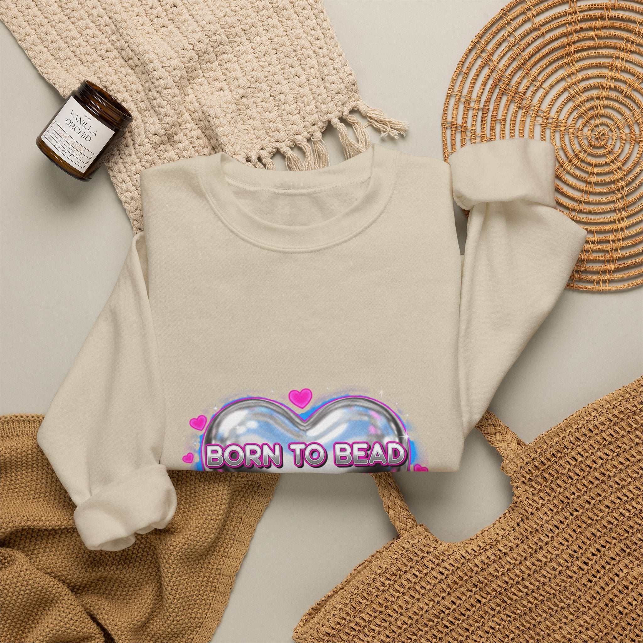 Born to Bead Heart Crewneck Sweatshirt | airbrush shirt, Y2K graffiti