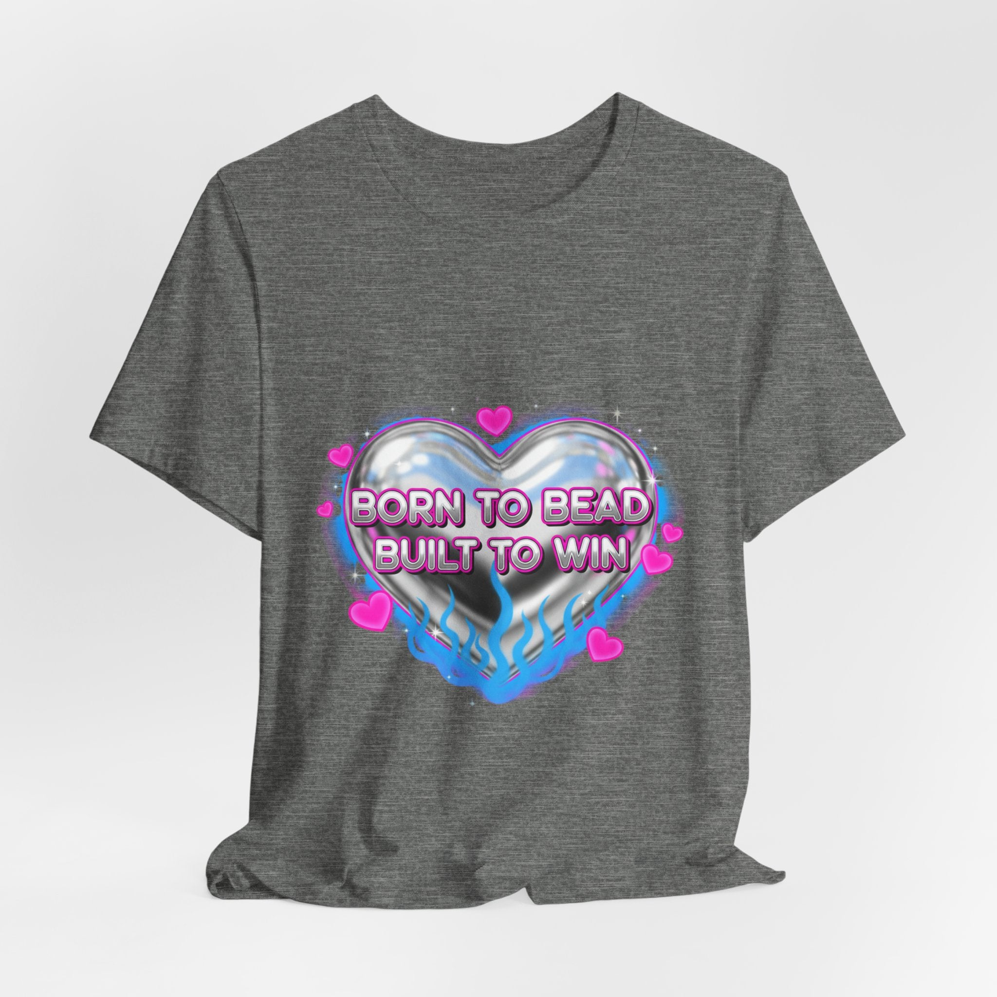 Born to Bead to Built to Win Tee | airbrush shirt, Y2K graffiti, neon cherub