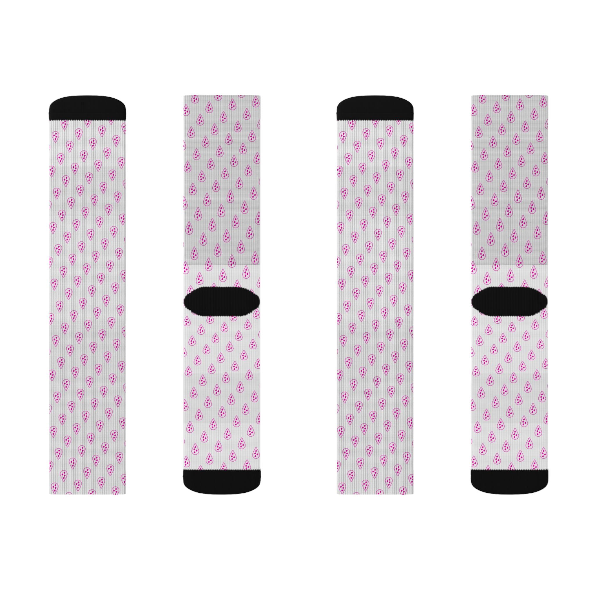 Pink Teardrop Flamingo Pattern Socks | Sublimation Crew Socks