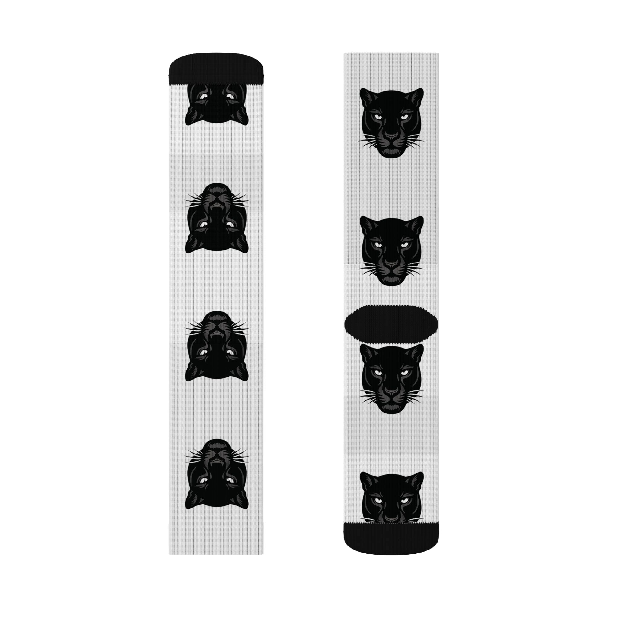Black Panther Face Sublimation Socks – Cute Cat Pattern Crew Socks