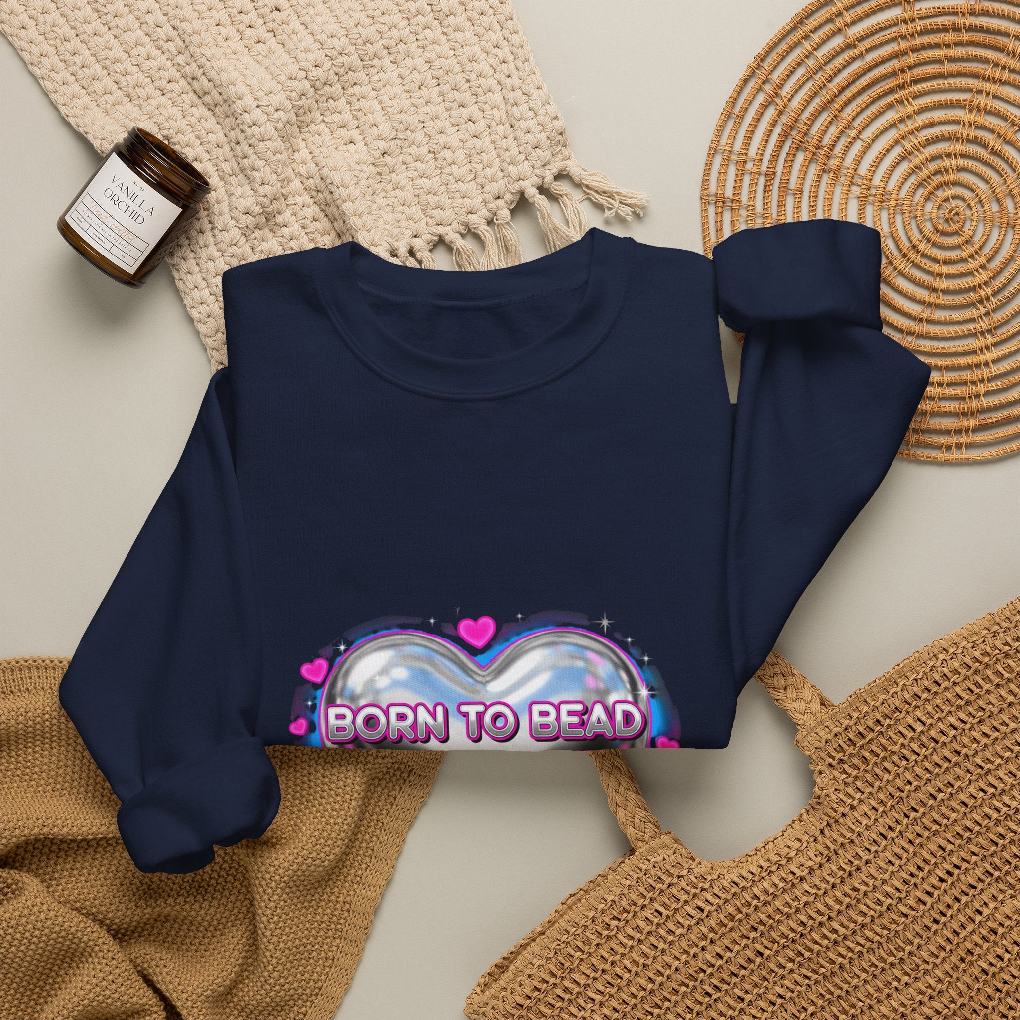 Born to Bead Heart Crewneck Sweatshirt | airbrush shirt, Y2K graffiti