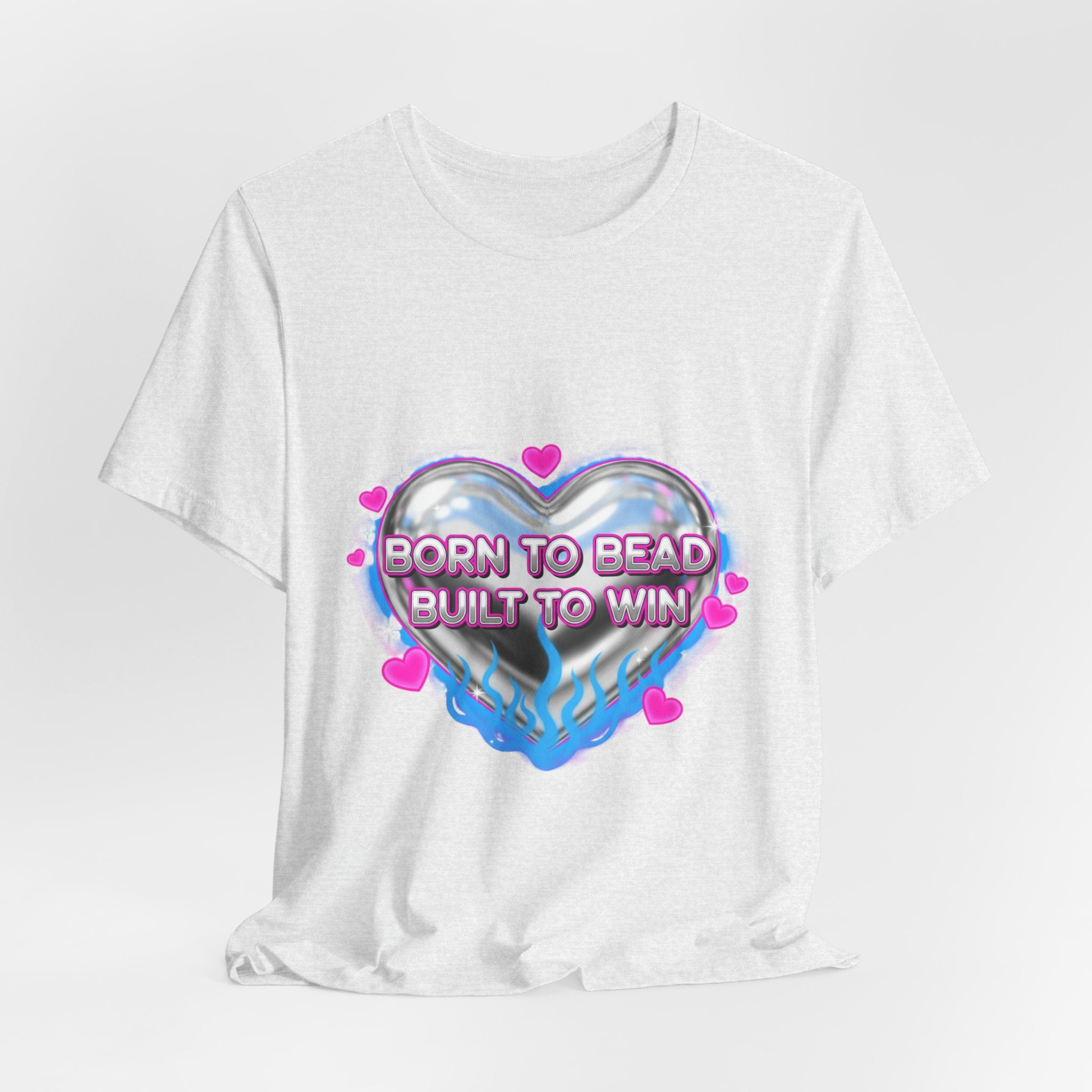 Born to Bead to Built to Win Tee | airbrush shirt, Y2K graffiti, neon cherub