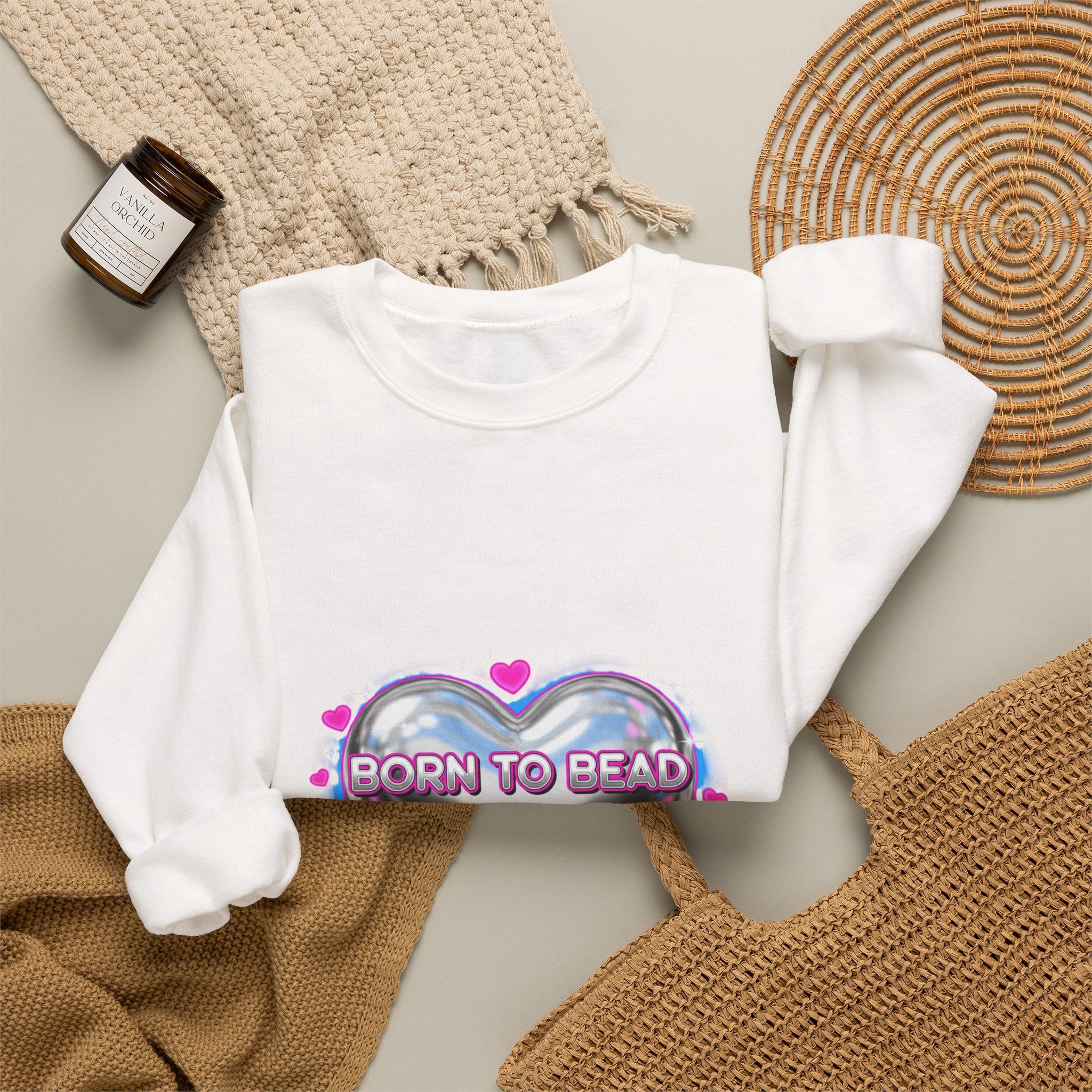 Born to Bead Heart Crewneck Sweatshirt | airbrush shirt, Y2K graffiti