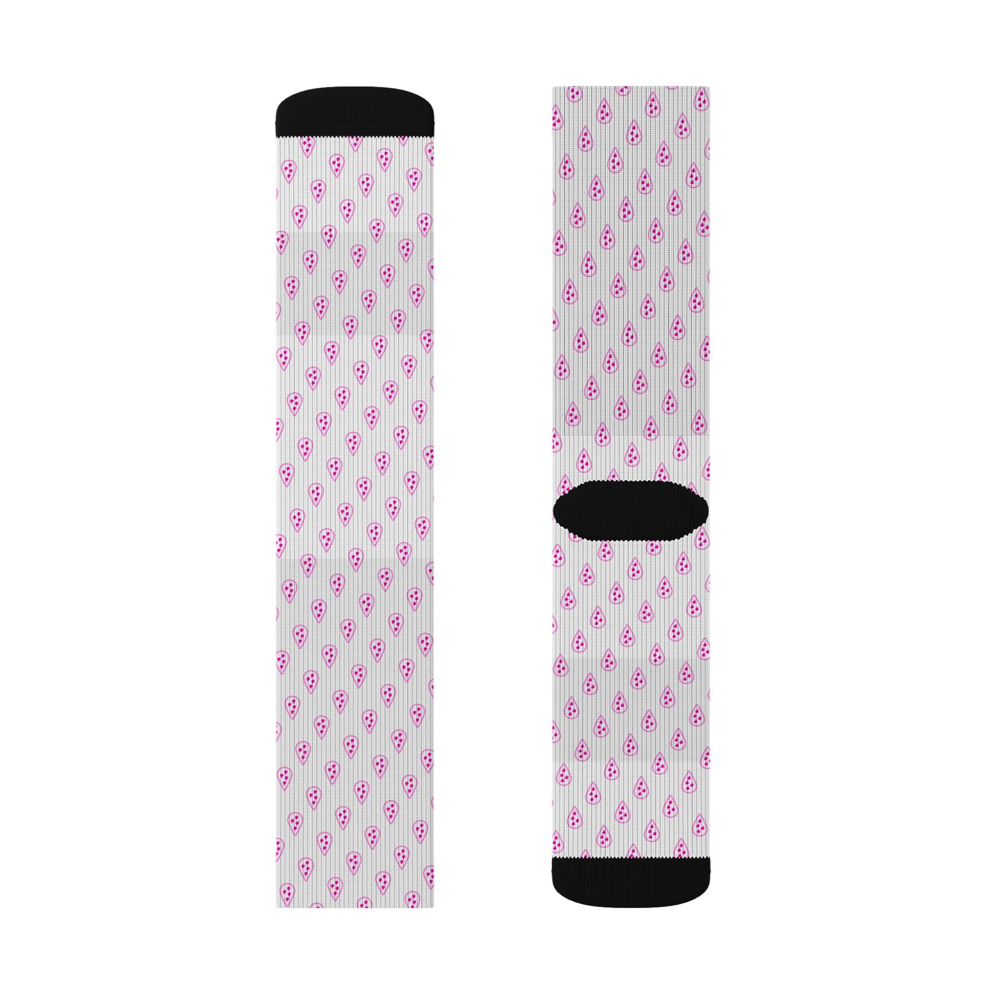 Pink Teardrop Flamingo Pattern Socks | Sublimation Crew Socks