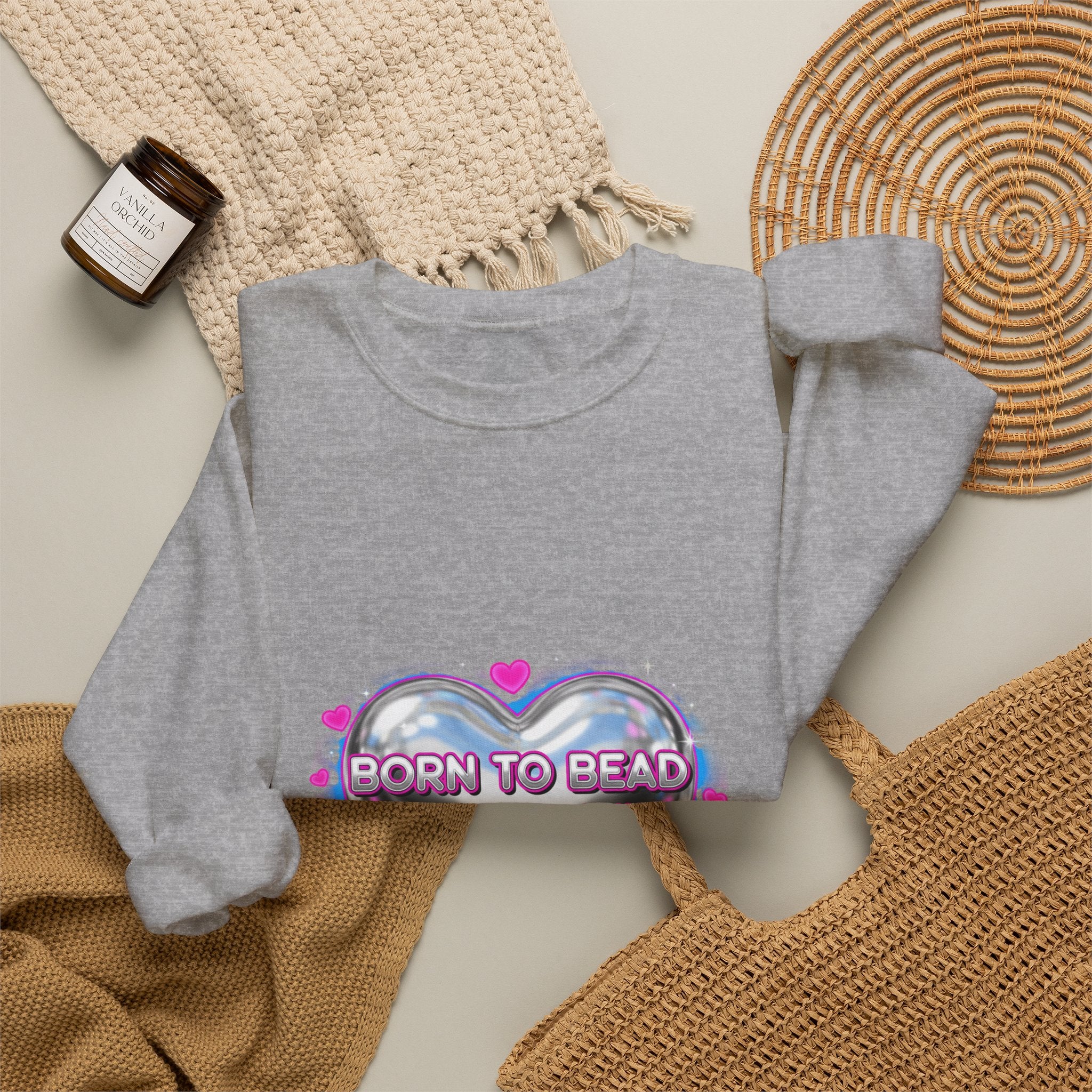 Born to Bead Heart Crewneck Sweatshirt | airbrush shirt, Y2K graffiti
