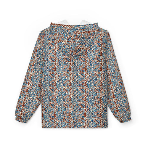 Blue Rust Floral Pattern Windbreaker jacket | All-Over Print