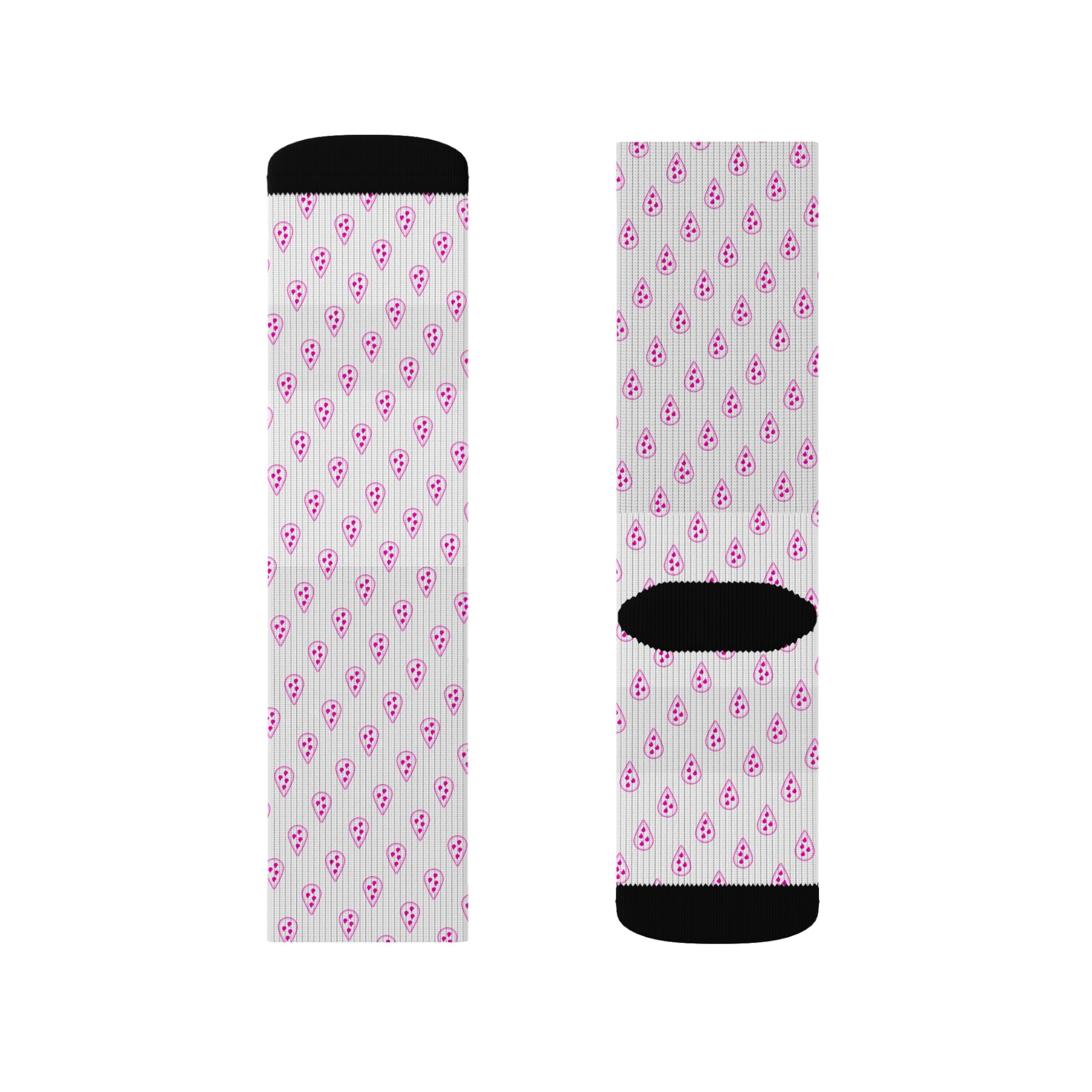 Pink Teardrop Flamingo Pattern Socks | Sublimation Crew Socks