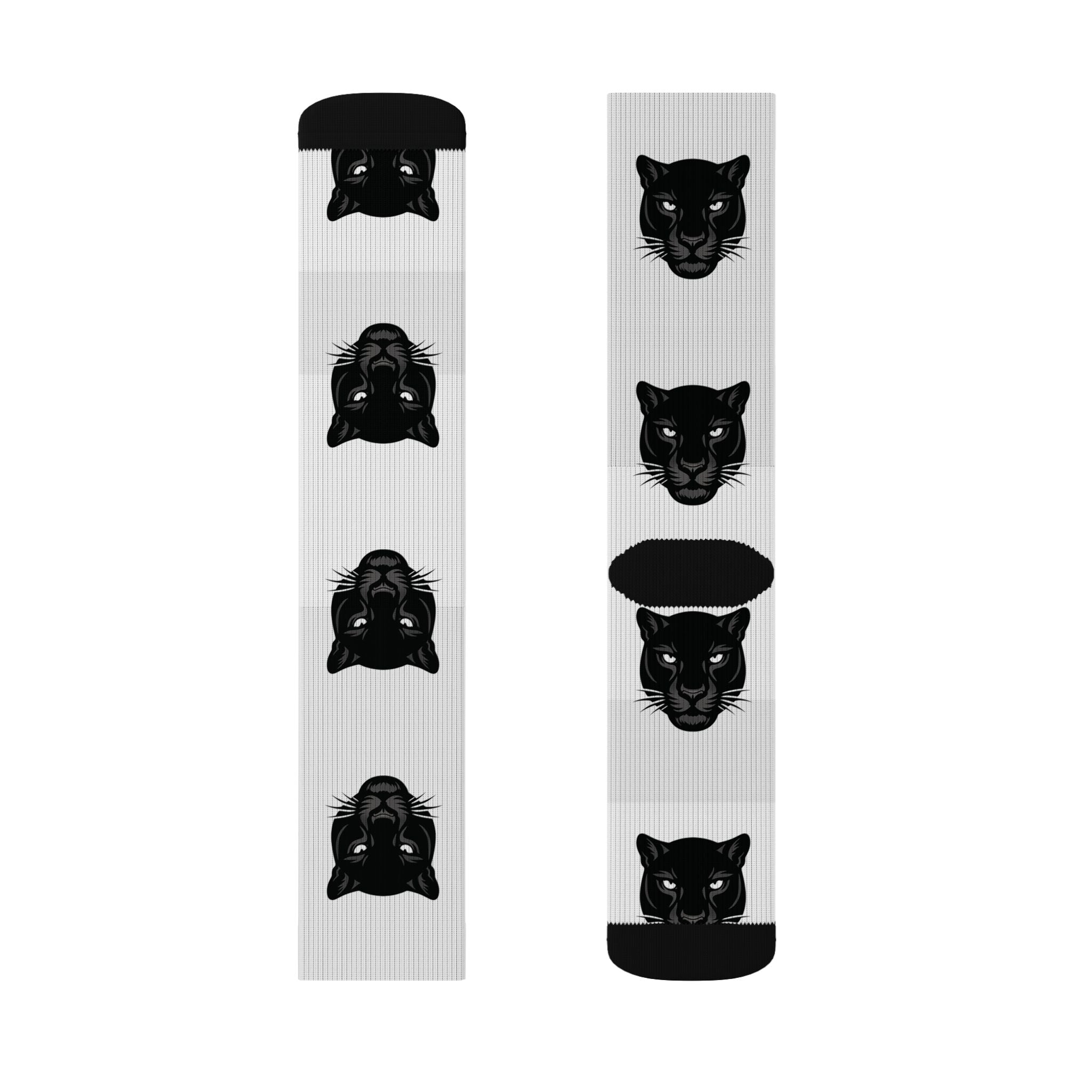 Black Panther Face Sublimation Socks – Cute Cat Pattern Crew Socks