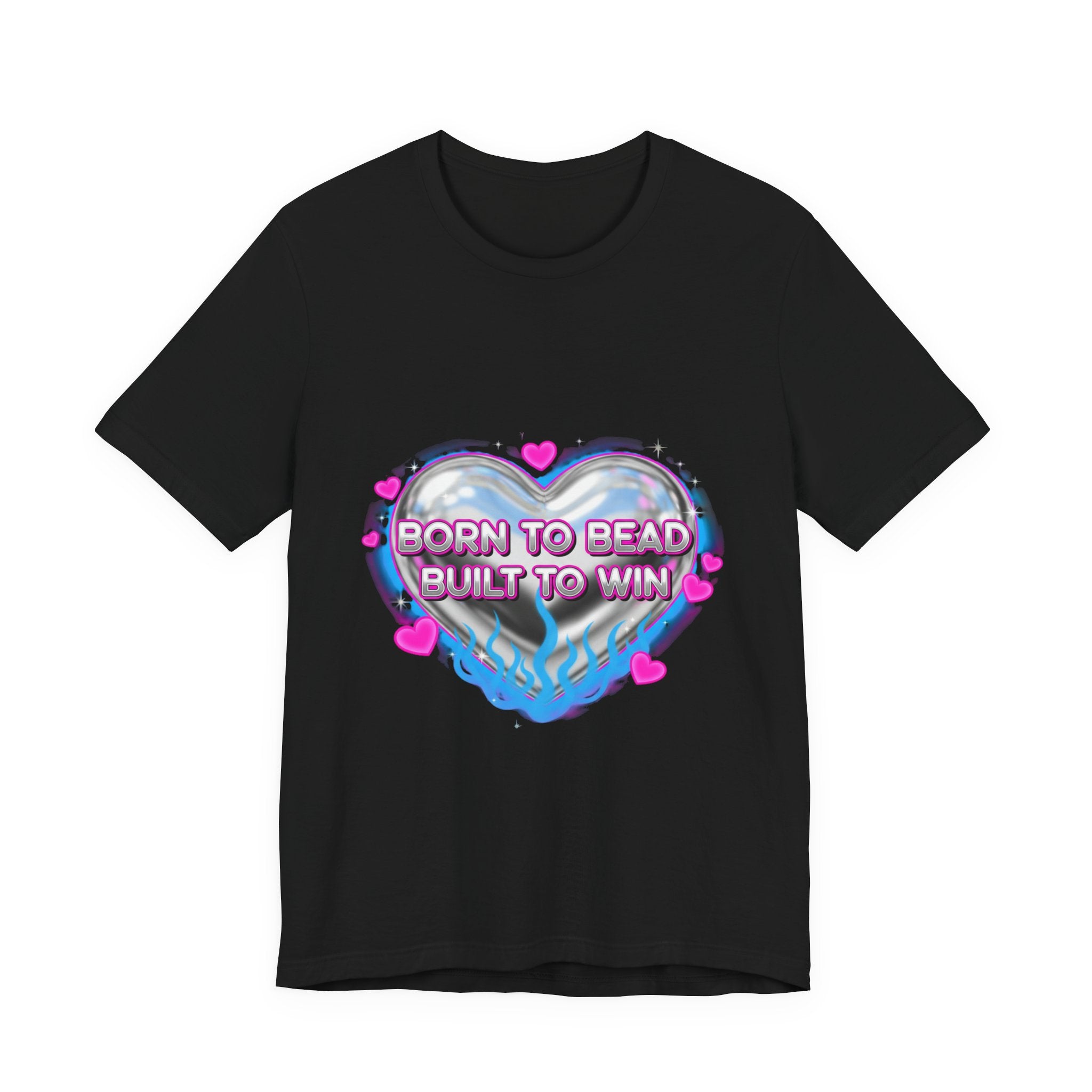 Born to Bead to Built to Win Tee | airbrush shirt, Y2K graffiti, neon cherub
