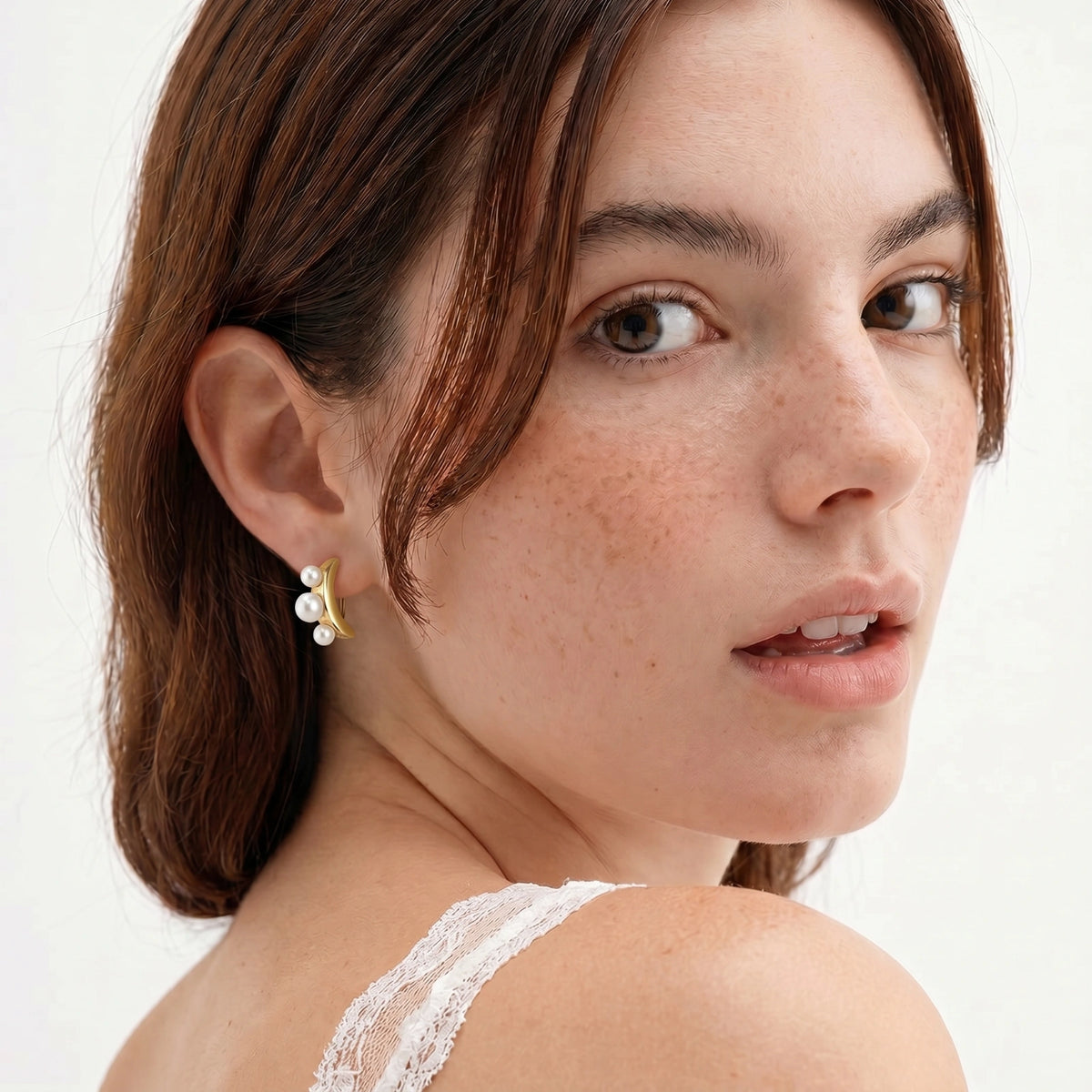 Pearl Trio Curve Studs | Tiffnity Design