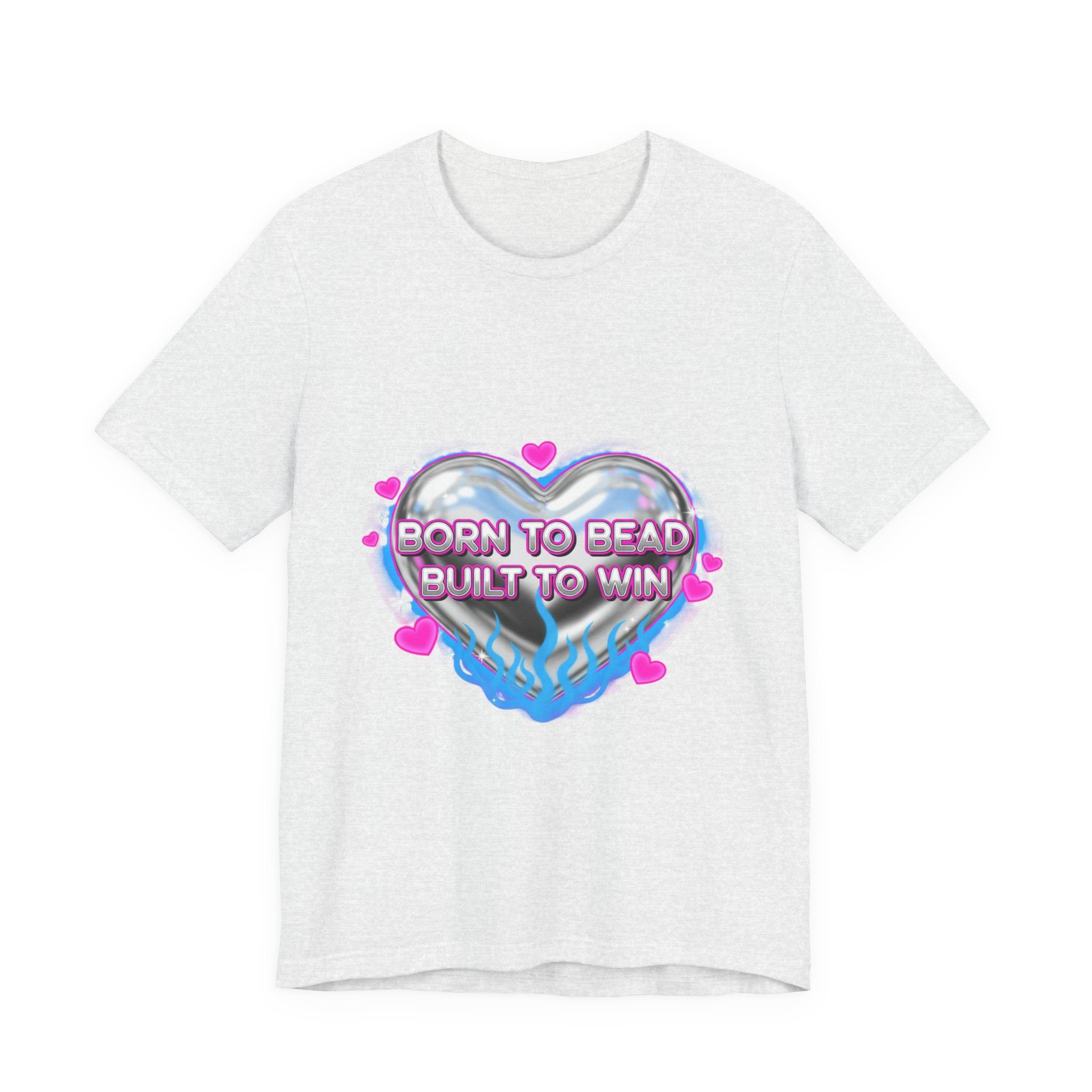 Born to Bead to Built to Win Tee | airbrush shirt, Y2K graffiti, neon cherub