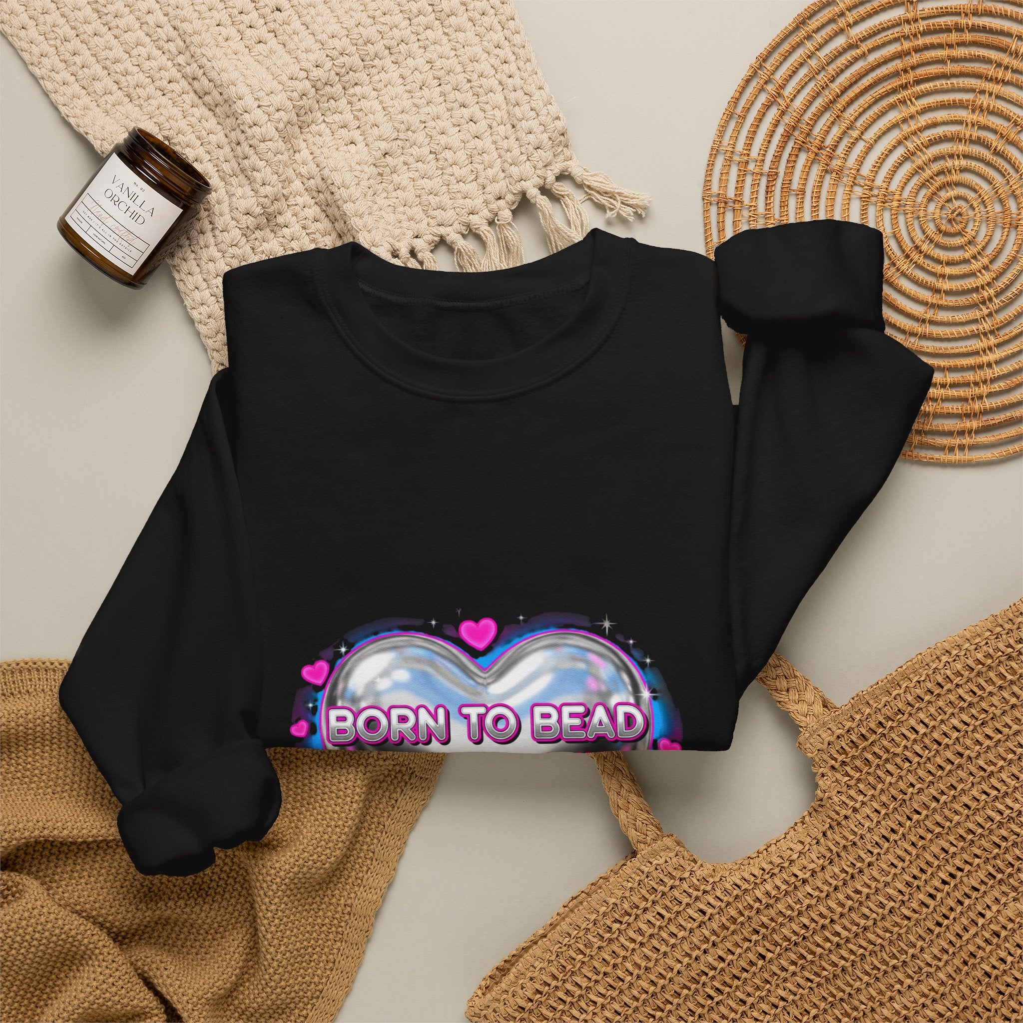 Born to Bead Heart Crewneck Sweatshirt | airbrush shirt, Y2K graffiti