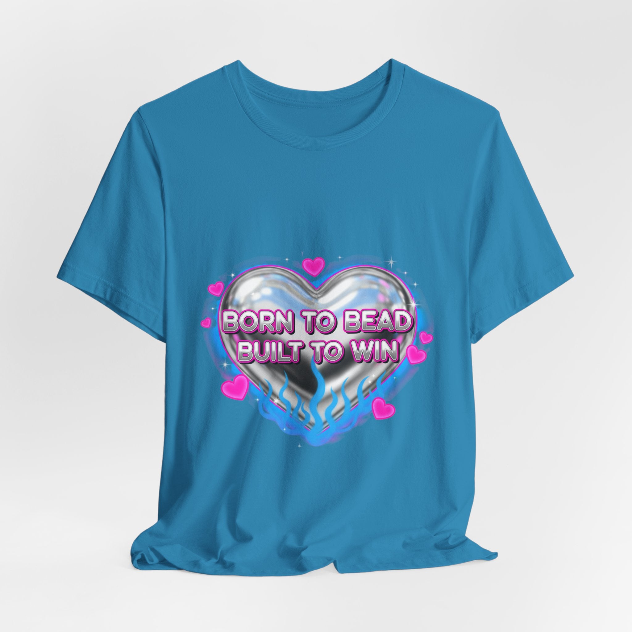 Born to Bead to Built to Win Tee | airbrush shirt, Y2K graffiti, neon cherub