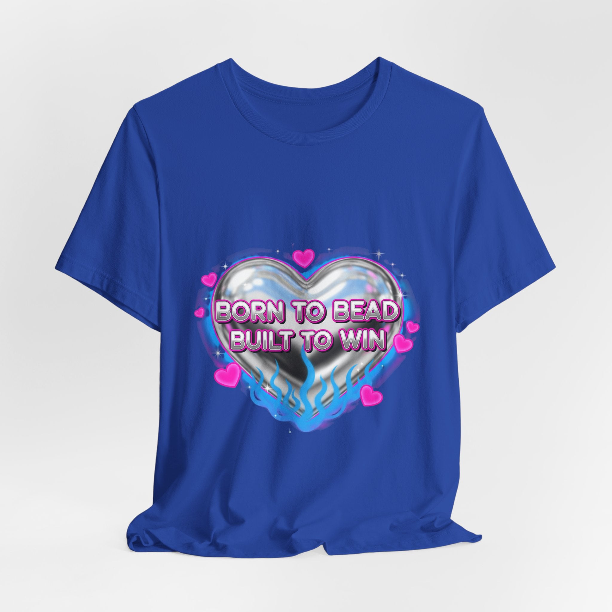 Born to Bead to Built to Win Tee | airbrush shirt, Y2K graffiti, neon cherub