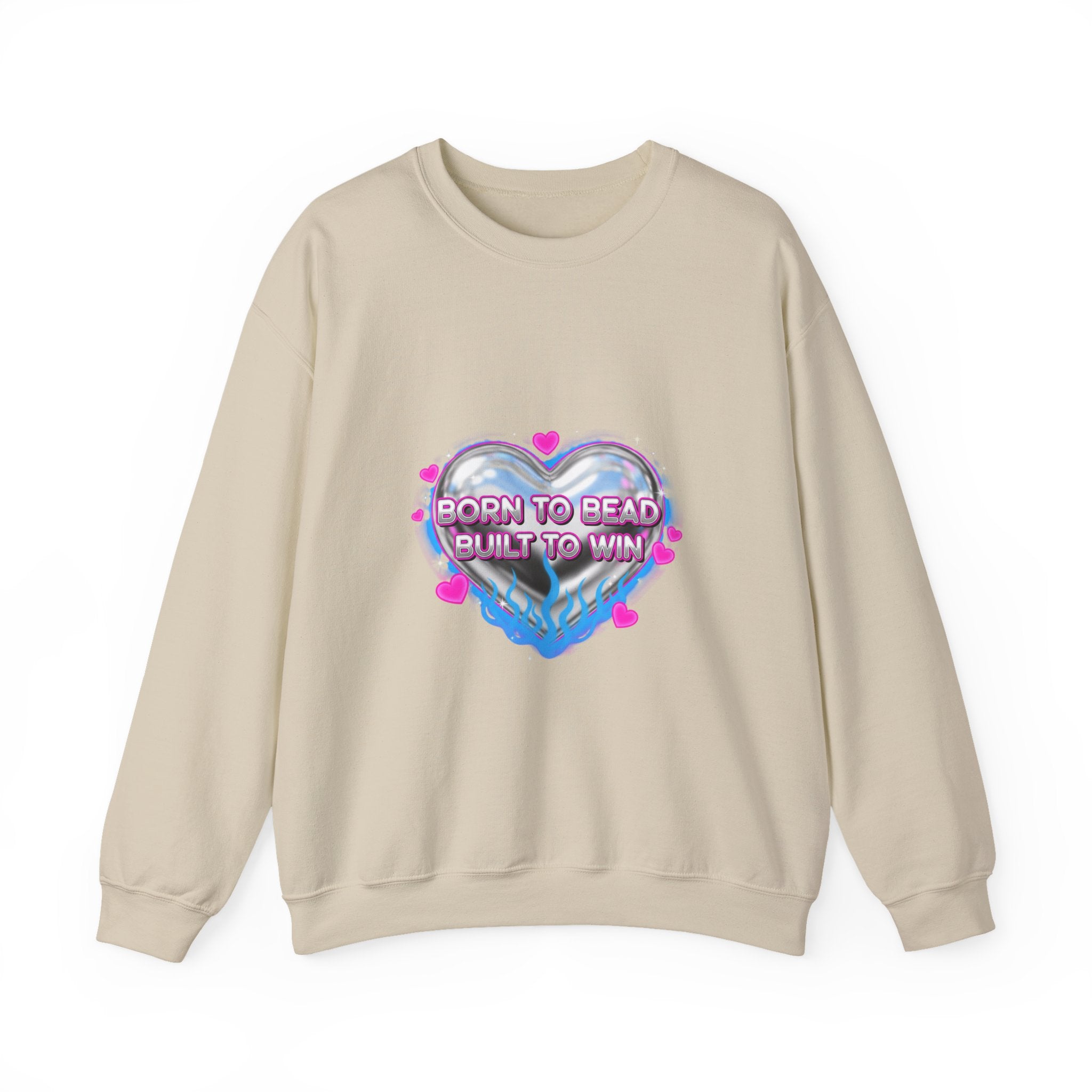 Born to Bead Heart Crewneck Sweatshirt | airbrush shirt, Y2K graffiti