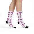Pink Dripping Cross & Heart & Lightning Pattern Crew Socks | Sublimation Socks