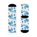 Blue Watercolor World Map Crew Socks | Travel Map Pattern
