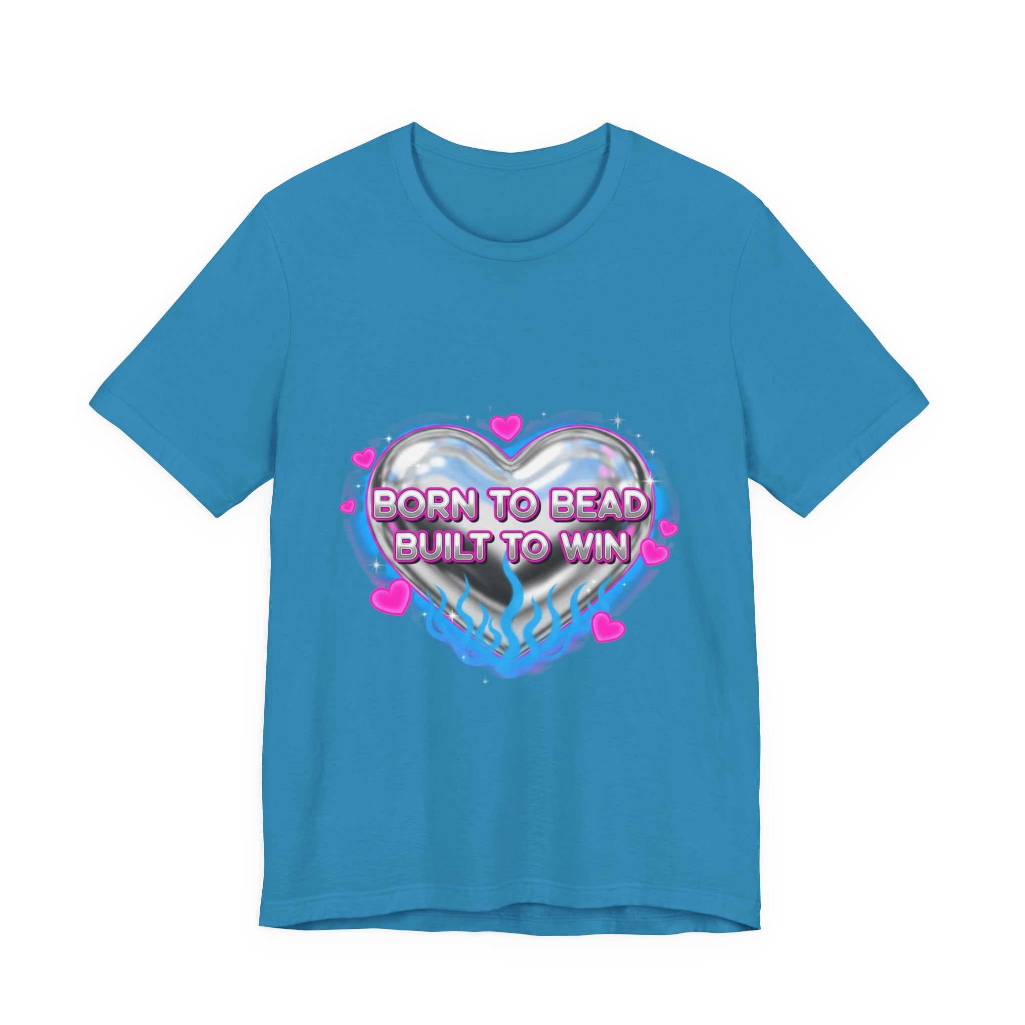 Born to Bead to Built to Win Tee | airbrush shirt, Y2K graffiti, neon cherub