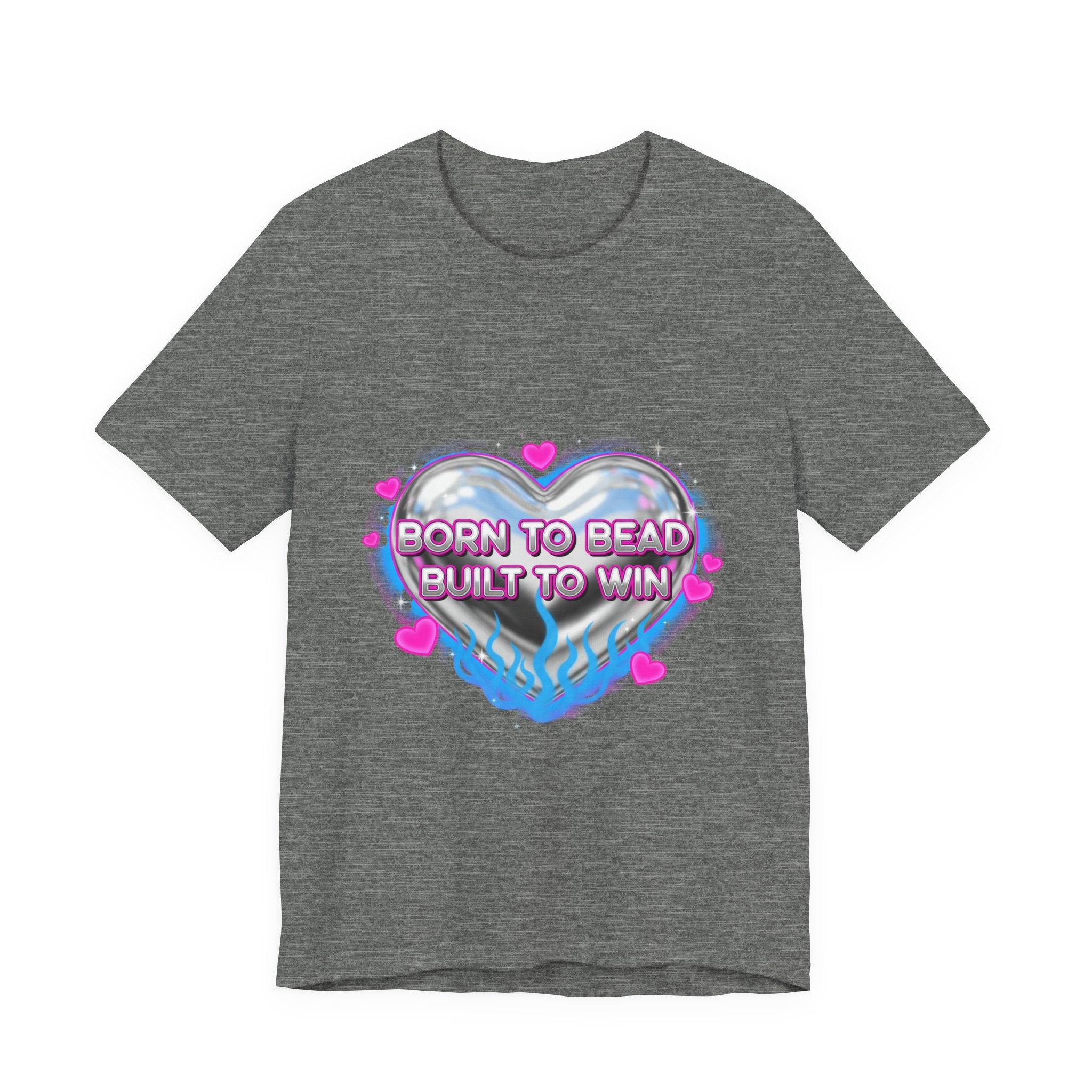 Born to Bead to Built to Win Tee | airbrush shirt, Y2K graffiti, neon cherub