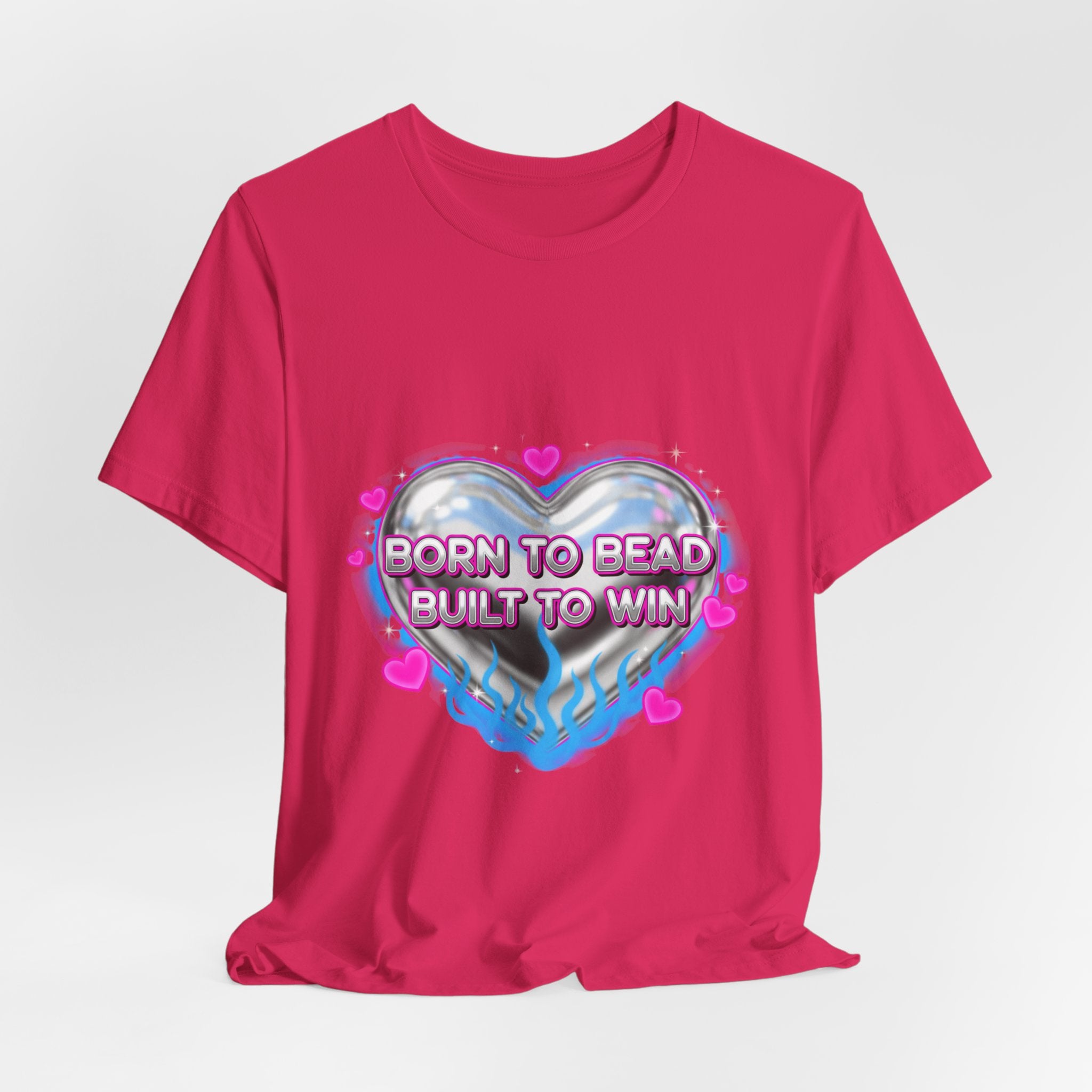 Born to Bead to Built to Win Tee | airbrush shirt, Y2K graffiti, neon cherub